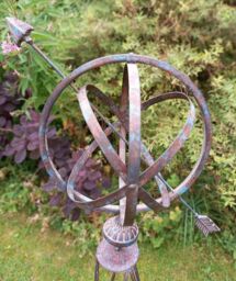 Inspirational Gifting Armillary Sphere Garden Ornament Verdigris Metal in Green - thumbnail 4