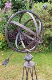 Inspirational Gifting Armillary Sphere Garden Ornament Verdigris Metal in Green - thumbnail 3
