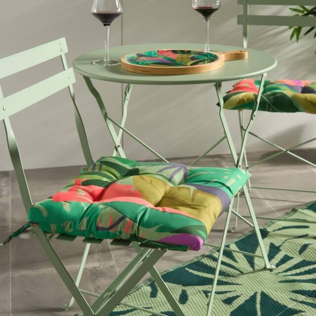 OHS 2 x Palm Print Garden Seat Pads Outdoor Chair Cushions - image 1