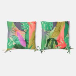 OHS 2 x Palm Print Garden Seat Pads Outdoor Chair Cushions - thumbnail 4