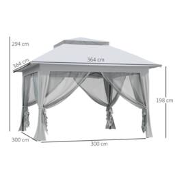 OUTSUNNY 3.6 x 3.6m Pop-up Tent Gazebo Instant Canopy Steel w/ Bag in Light Grey - thumbnail 3
