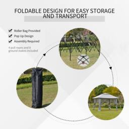 OUTSUNNY 3.6 x 3.6m Pop-up Tent Gazebo Instant Canopy Steel w/ Bag in Light Grey - thumbnail 6