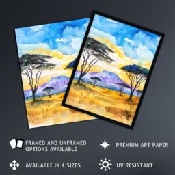 "Artery8 Savanna Sunrise Mount Kilimanjaro Tanzania Framed Art Print - Size: W12"" x H16""" - thumbnail 2
