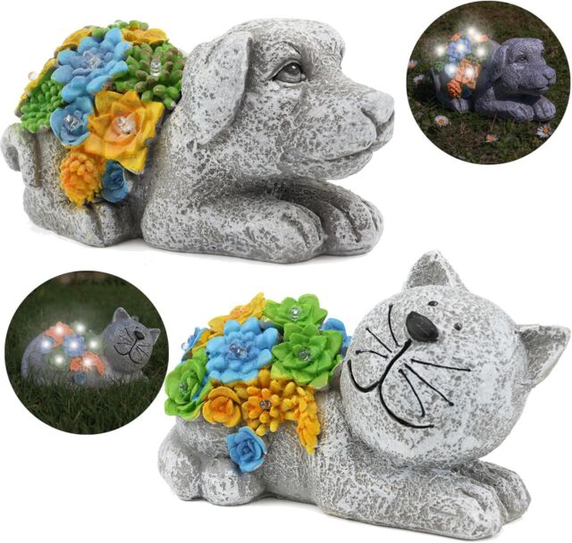 ILFD Group Ltd Solar Cat & Dog Garden Ornaments in Grey - Size: 1 Pack - image 1