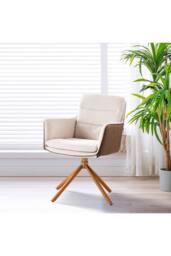 Living and Home Modern Office Chair Accent Chair with Metal Base in Beige - thumbnail 2