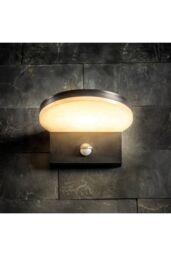 CGC Lighting Aubrey Black Curved PIR Motion Sensor LED Outdoor Wall Light 4000k Natural White Integrated LED IP65 - thumbnail 1