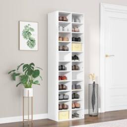 Berkfield Home Shoe Cabinet White 54x34x183 cm Engineered Wood - Size: 54 x 34 x 183 cm - thumbnail 2