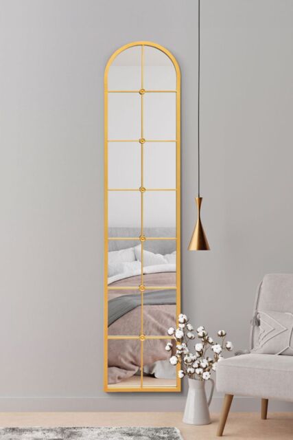 "MirrorOutlet Gold Framed Arched Leaner Wall Mirror 75"" X 16"" (190CM X 40CM) - Size: 1 Pack" - image 1