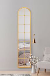 "MirrorOutlet Gold Framed Arched Leaner Wall Mirror 75"" X 16"" (190CM X 40CM) - Size: 1 Pack" - thumbnail 1