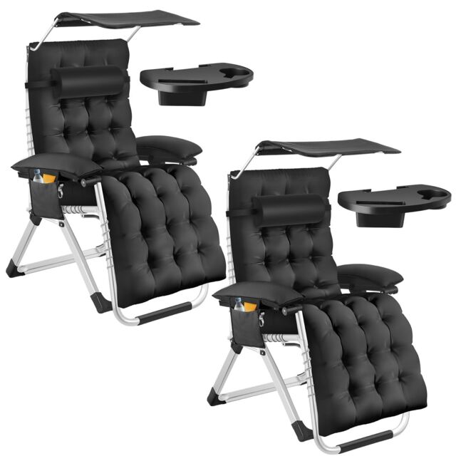tectake Sun Lounger Cirrus in Black - Size: 2 Seater - image 1