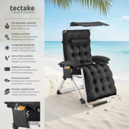 tectake Sun Lounger Cirrus in Black - Size: 2 Seater - thumbnail 2