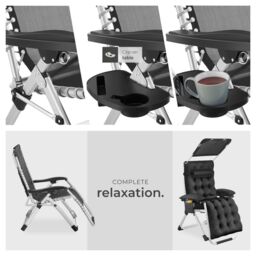 tectake Sun Lounger Cirrus in Black - Size: 2 Seater - thumbnail 7