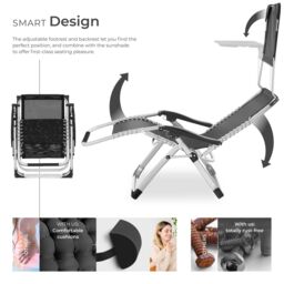 tectake Sun Lounger Cirrus in Black - Size: 2 Seater - thumbnail 3