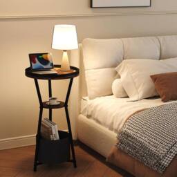 FORGEVIO Round Side Table, Small Drink Table for 3 Tier, Rustic Brown - thumbnail 6