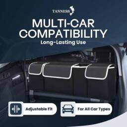 Tanness Car Boot Seat Organiser with Adjustable Straps Storage Accessories in Black - thumbnail 6