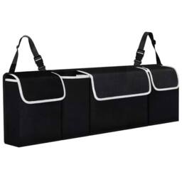 Tanness Car Boot Seat Organiser with Adjustable Straps Storage Accessories in Black - thumbnail 1