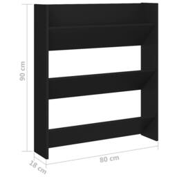 Berkfield Home Wall Shoe Cabinet Black 80x18x90 cm Engineered Wood - Size: 80 x 18 x 90 cm - thumbnail 6