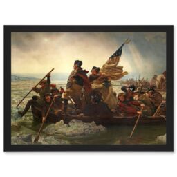 Artery8 Leutze George Washington Crossing The Delaware Painting American Revolution Artwork Framed Wall Art Print A4 in Black - thumbnail 1