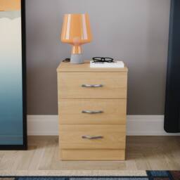 HD Designs Riano 3 Drawer Bedside Cabinet Chest of Drawers in Brown - thumbnail 3
