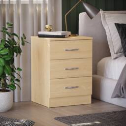 HD Designs Riano 3 Drawer Bedside Cabinet Chest of Drawers in Brown