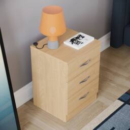 HD Designs Riano 3 Drawer Bedside Cabinet Chest of Drawers in Brown - thumbnail 4