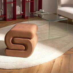 Wyld and Coco S-Shape Pouffe Golden Brown Velvet - thumbnail 1