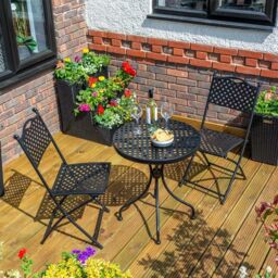 Rowlinsons Havana Bistro Set Black - L60 x W60 x H70 cm - thumbnail 2