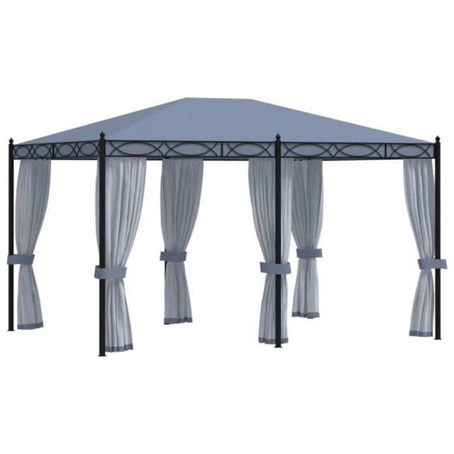Berkfield Home Gazebo with Mesh Screens 3x4 m Anthracite Steel in Black - image 1