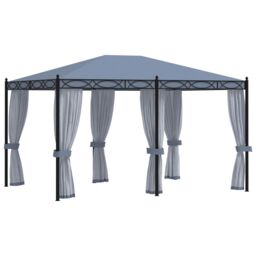 Berkfield Home Gazebo with Mesh Screens 3x4 m Anthracite Steel in Black