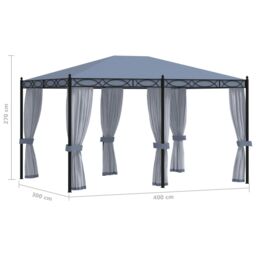Berkfield Home Gazebo with Mesh Screens 3x4 m Anthracite Steel in Black - thumbnail 6