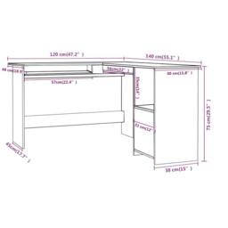 Berkfield Home L-Shaped Corner Desk White 120x140x75 cm Engineered Wood - Size: 120 x 140 x 75 cm - thumbnail 6