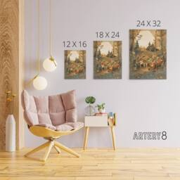 "Artery8 Countryside Folk Band Musicians Canvas Wall Art Print in Brown - Size: W18"" x H24""" - thumbnail 4