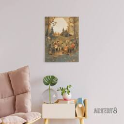 "Artery8 Countryside Folk Band Musicians Canvas Wall Art Print in Brown - Size: W18"" x H24""" - thumbnail 3