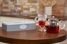 Orsina Organized 3 Compartment Tea Storage Box, Grey with Glass Lid Box For Kitchen, Afternoon Tea Bag Organizer - thumbnail 2