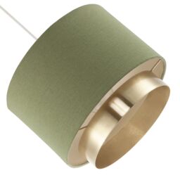 Happy Homewares Olive Green Linen Fabric Pendant Shade with Brushed Gold Metal Ring - thumbnail 5