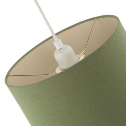 Happy Homewares Olive Green Linen Fabric Pendant Shade with Brushed Gold Metal Ring - thumbnail 4