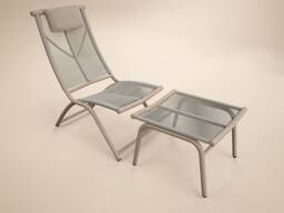 Solace+Co Esen Garden Lounge Chair with Footstool Set Beige - thumbnail 3