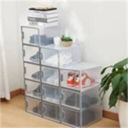 Nordara Grey-12 pcs Large Box Transparent Clear Plastic Stackable in Grey - Size: 500mm - thumbnail 5