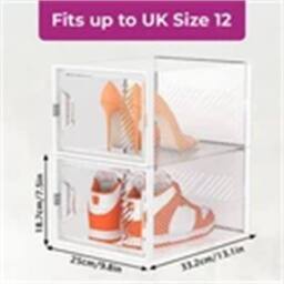 Nordara Grey-12 pcs Large Box Transparent Clear Plastic Stackable in Grey - Size: 500mm - thumbnail 2