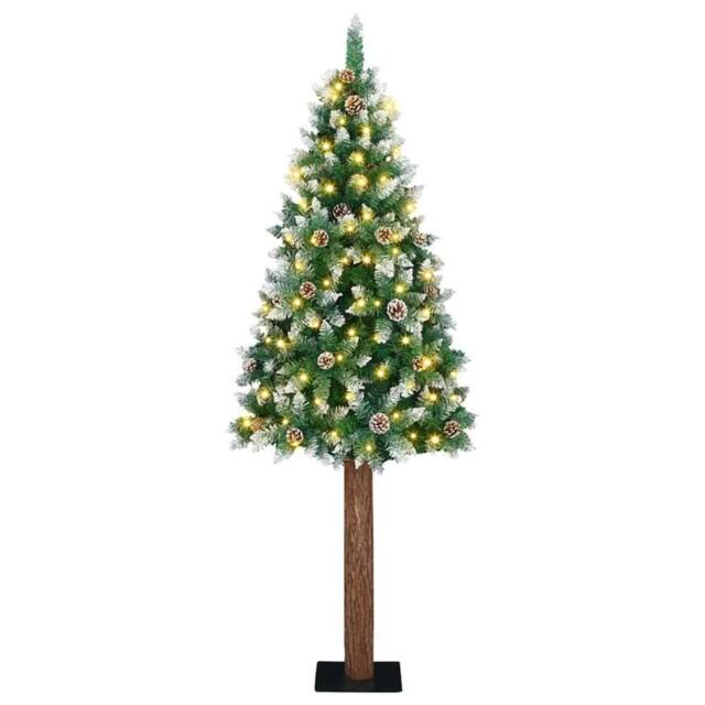 Berkfield Home Slim Christmas Tree with 300 LEDs Green & White 180 cm - image 1