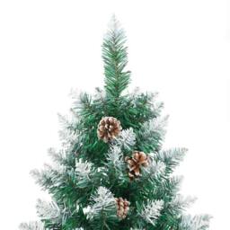 Berkfield Home Slim Christmas Tree with 300 LEDs Green & White 180 cm - thumbnail 4