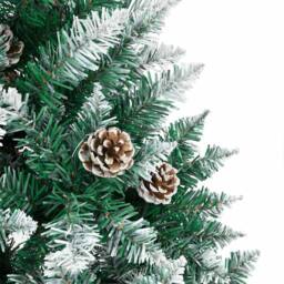 Berkfield Home Slim Christmas Tree with 300 LEDs Green & White 180 cm - thumbnail 5