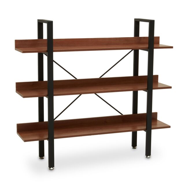 Orsina Classic 3 Tier Light Yellow Shelf Unit With Beech Grain Shelve, Gold Shelf Unit, Wall Shelving Unit For Books in Natural - image 1