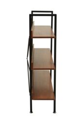 Orsina Classic 3 Tier Light Yellow Shelf Unit With Beech Grain Shelve, Gold Shelf Unit, Wall Shelving Unit For Books in Natural - thumbnail 3