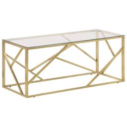 Berkfield Home Coffee Table Gold Stainless Steel & Tempered Glass