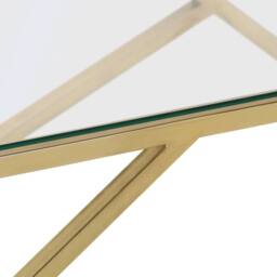 Berkfield Home Coffee Table Gold Stainless Steel & Tempered Glass - thumbnail 7