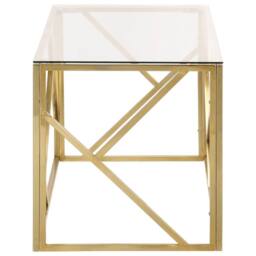 Berkfield Home Coffee Table Gold Stainless Steel & Tempered Glass - thumbnail 4
