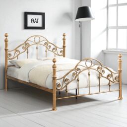 OAT Home Kensington French Style Antique Brass Effect Metal Bed Frame in Bronze - Size: Double