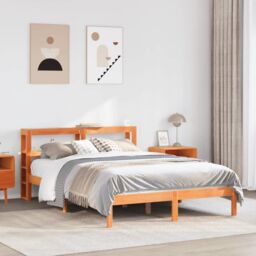 Berkfield Home Bed Frame with Headboard without Mattress Wax Brown 120x200 cm - Size: Small Double