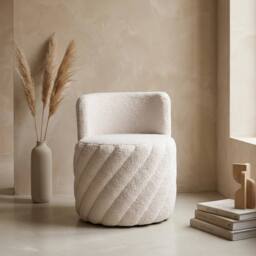 Garden Greatness Alex Swivel Teddy Armchair in Cream - Size: 1 Pack